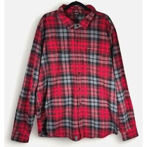 Lifted Research Group LRG Shirt Button Up Mens 3XL Red Plaid Long Sleeve Flannel